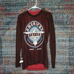 American Fighter men red black blue gray distressed reversible MMA thermal S NWT